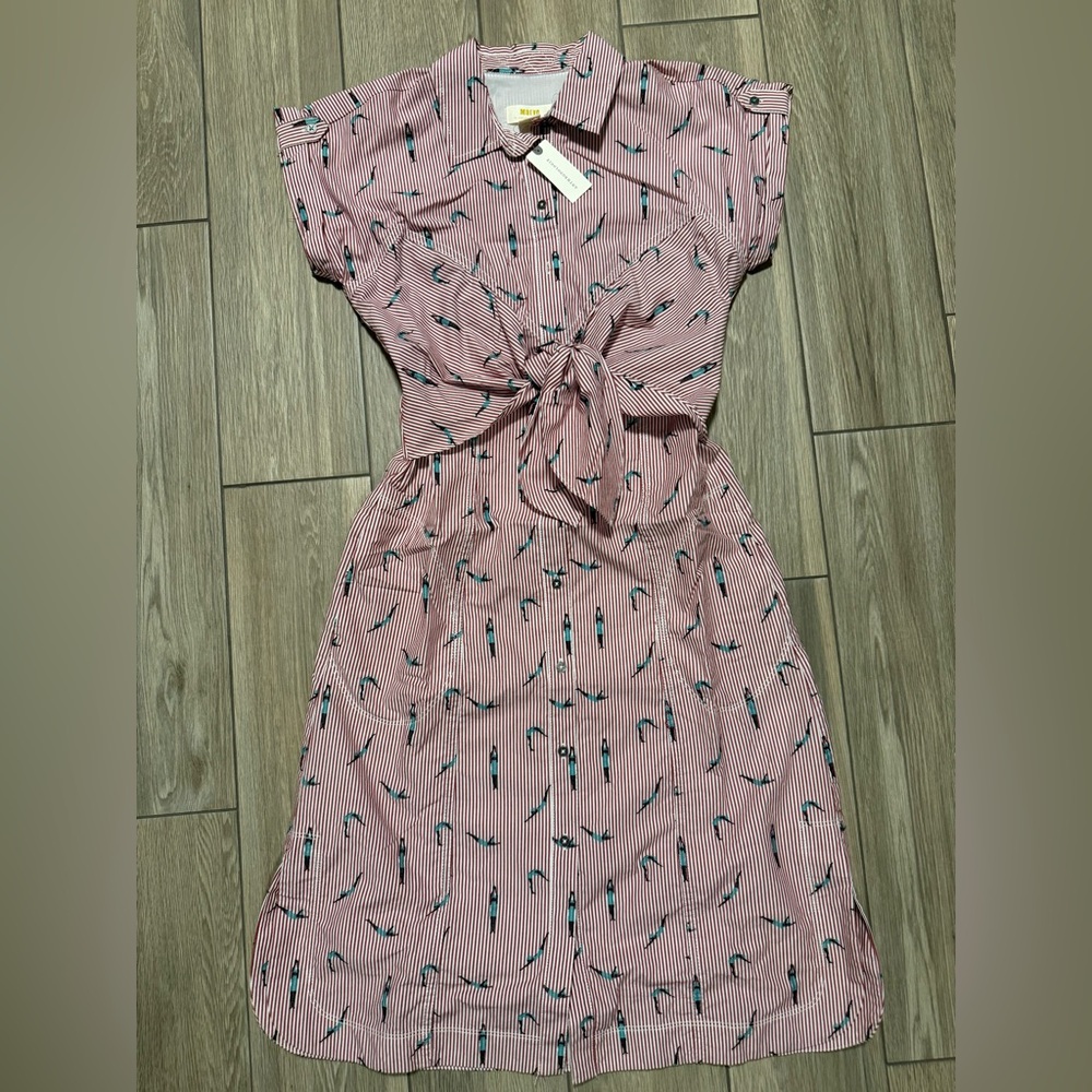 Vintage Anthropologie - NWT Maeve Bathing Beauties Tie-Front Shirt Dress